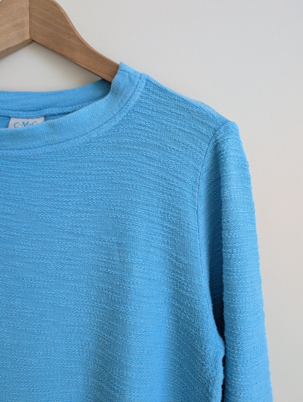 Color Me Cotton Medium C.M.C. Bright Blue Long Sleeve Shirt Top Button Pocket - Picture 3 of 12